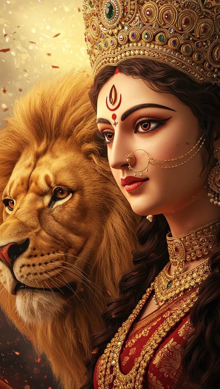 Goddess Durga with her lion vahana