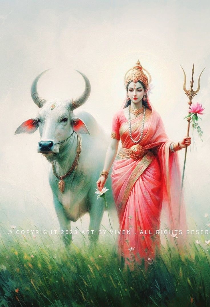 Parvati Maa with Nandi and Trishul