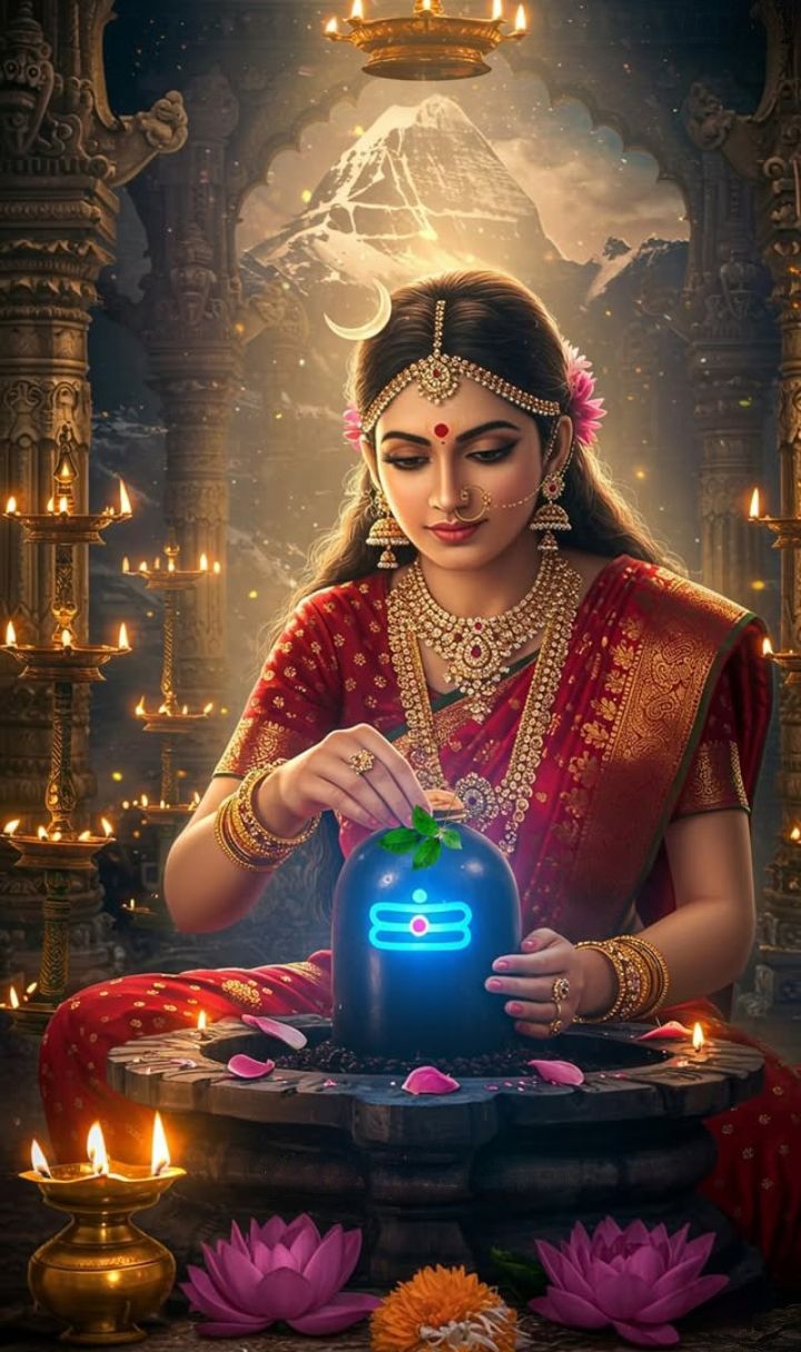 Parvati Maa offering to Shiva Lingam