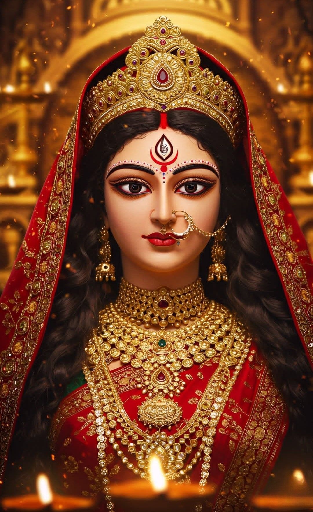 Close-up of divine Parvati Maa portrait
