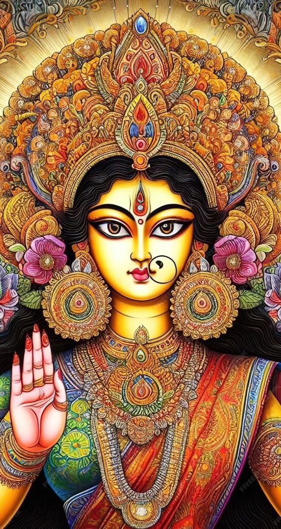 Divine Parvati Maa, protective hand gesture
