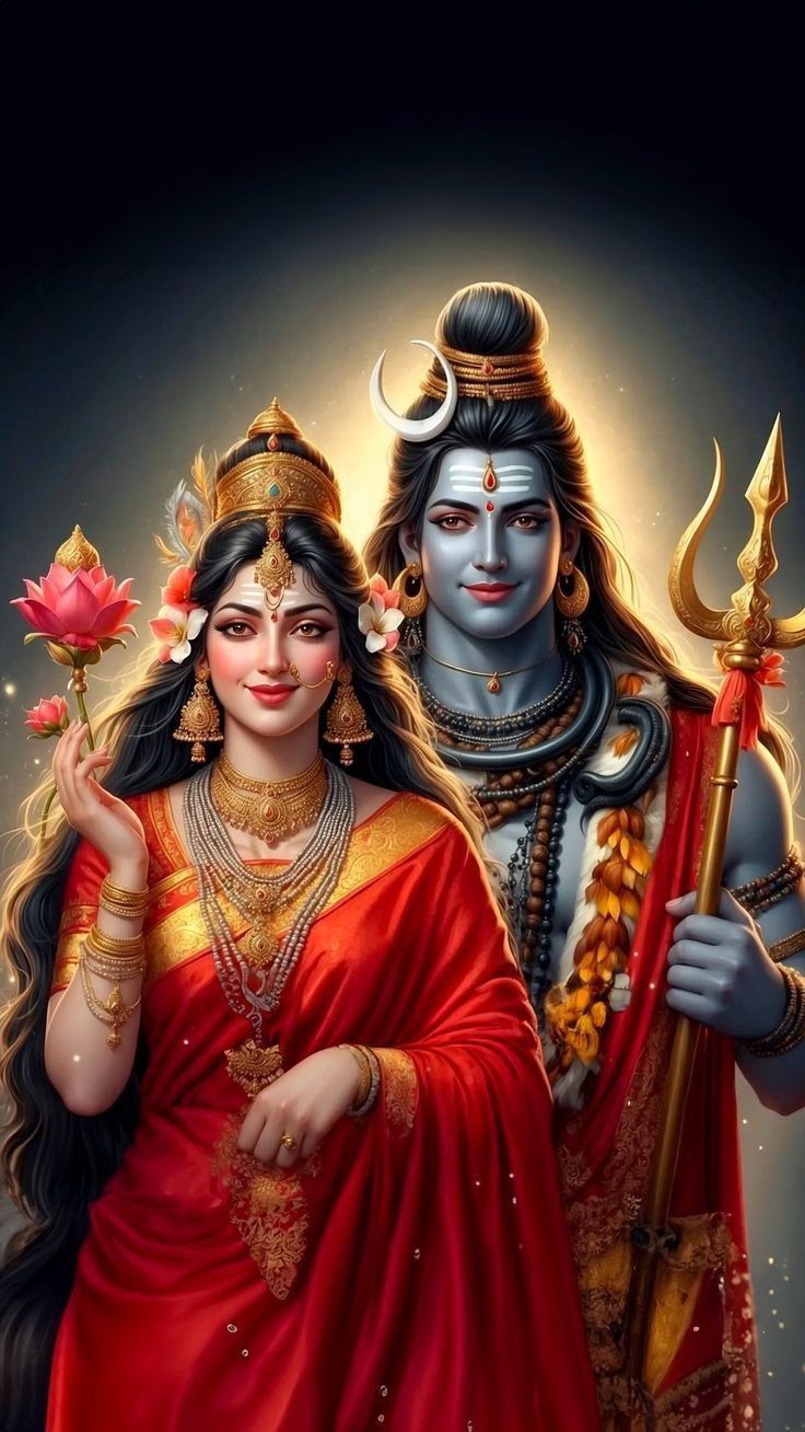 Parvati and Shiva, divine couple portrait