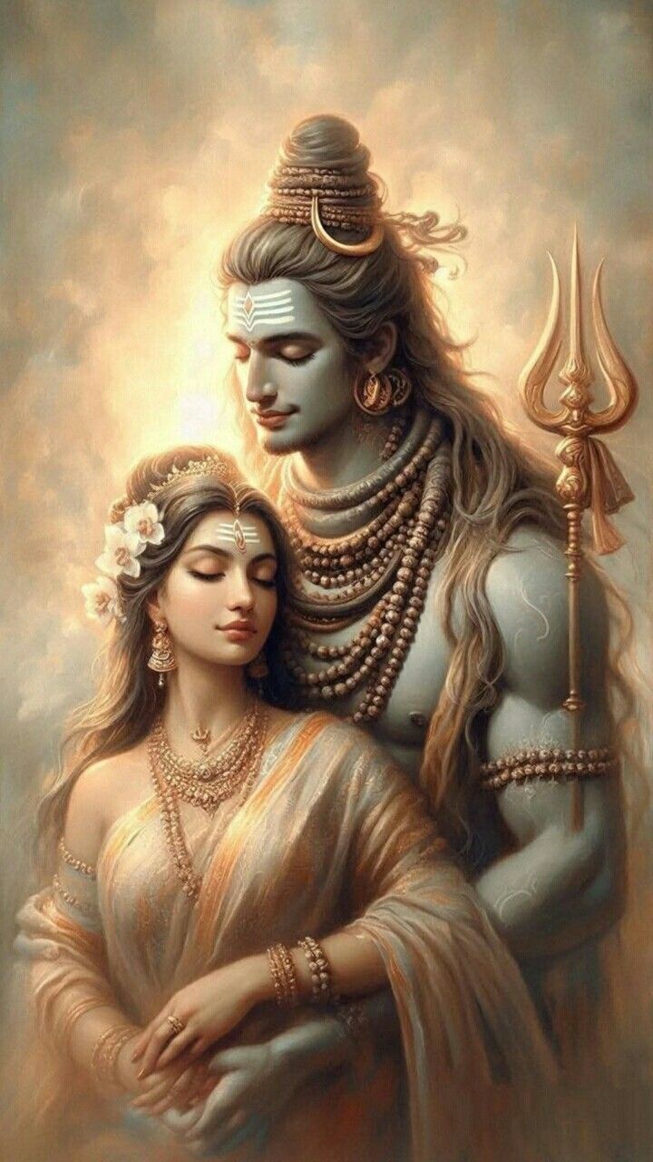 Shiva and Parvati in a loving embrace