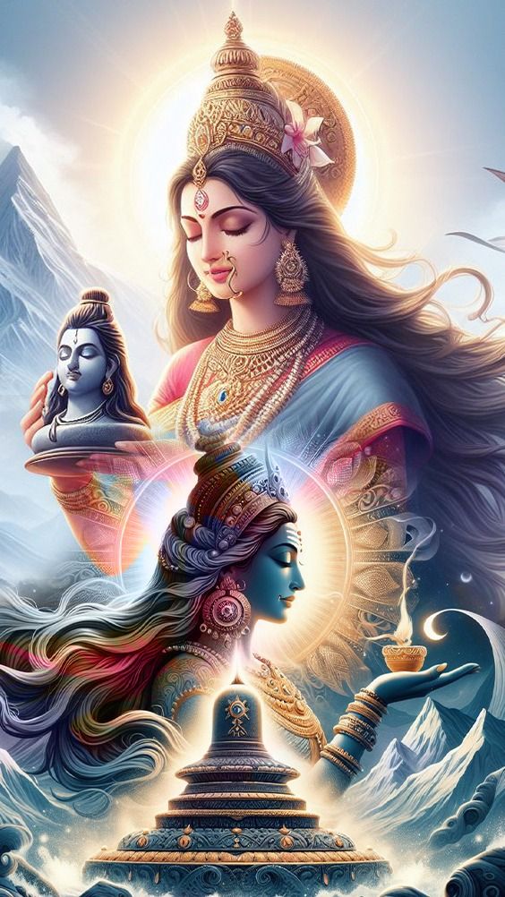 Parvati and Shiva divine union portrait
