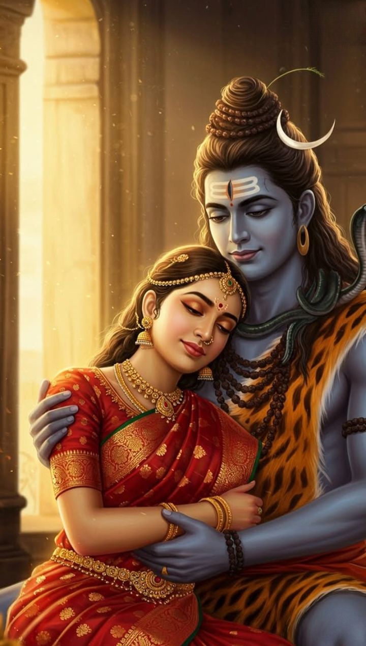 Shiva and Parvati in loving embrace