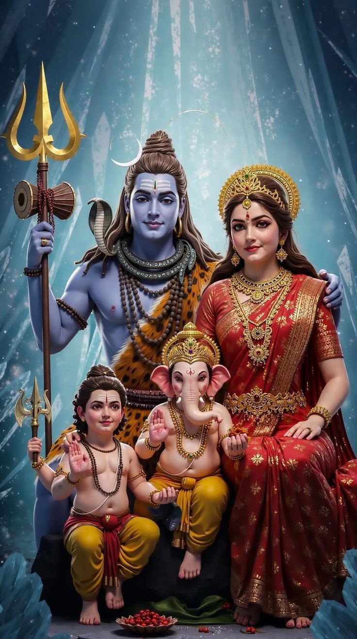 Shiva, Parvati, Ganesha, and Kartikeya family