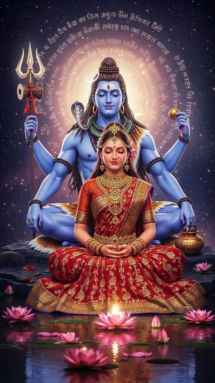 Shiva and Parvati in meditative pose