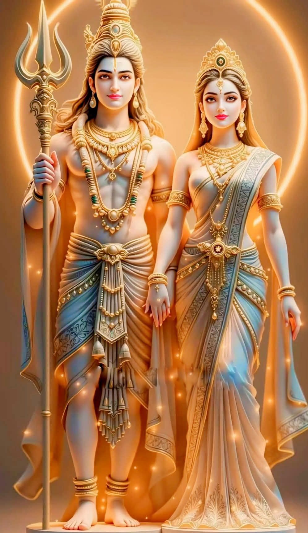 Shiva and Parvati divine couple portrait