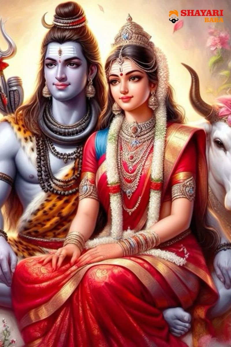 Shiva and Parvati divine couple portrait