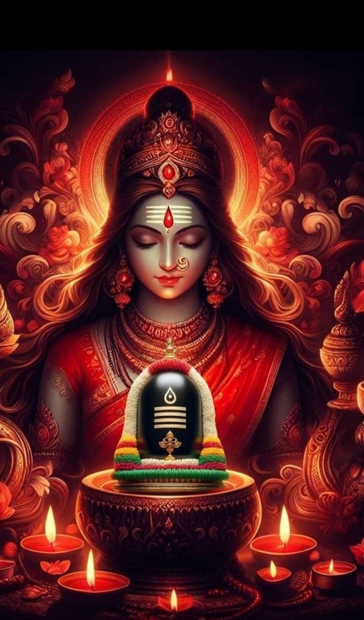 Parvati Maa with Shiva Lingam divine portrait