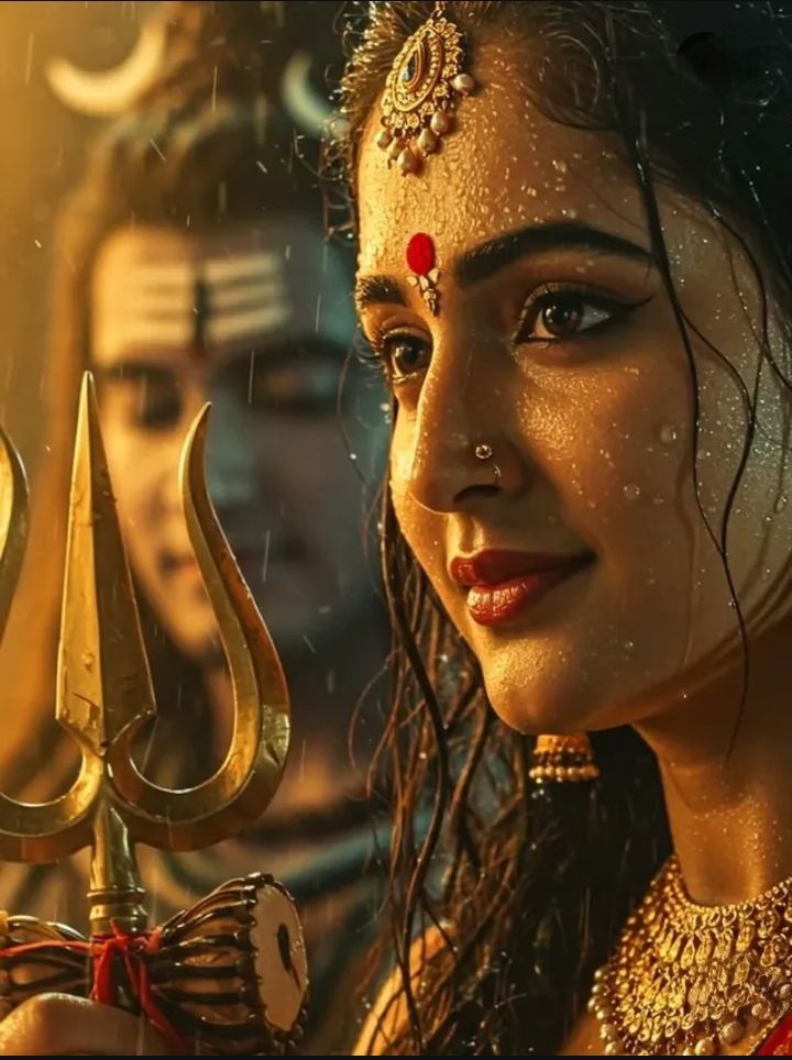 Parvati Maa with Shiva and Trishul