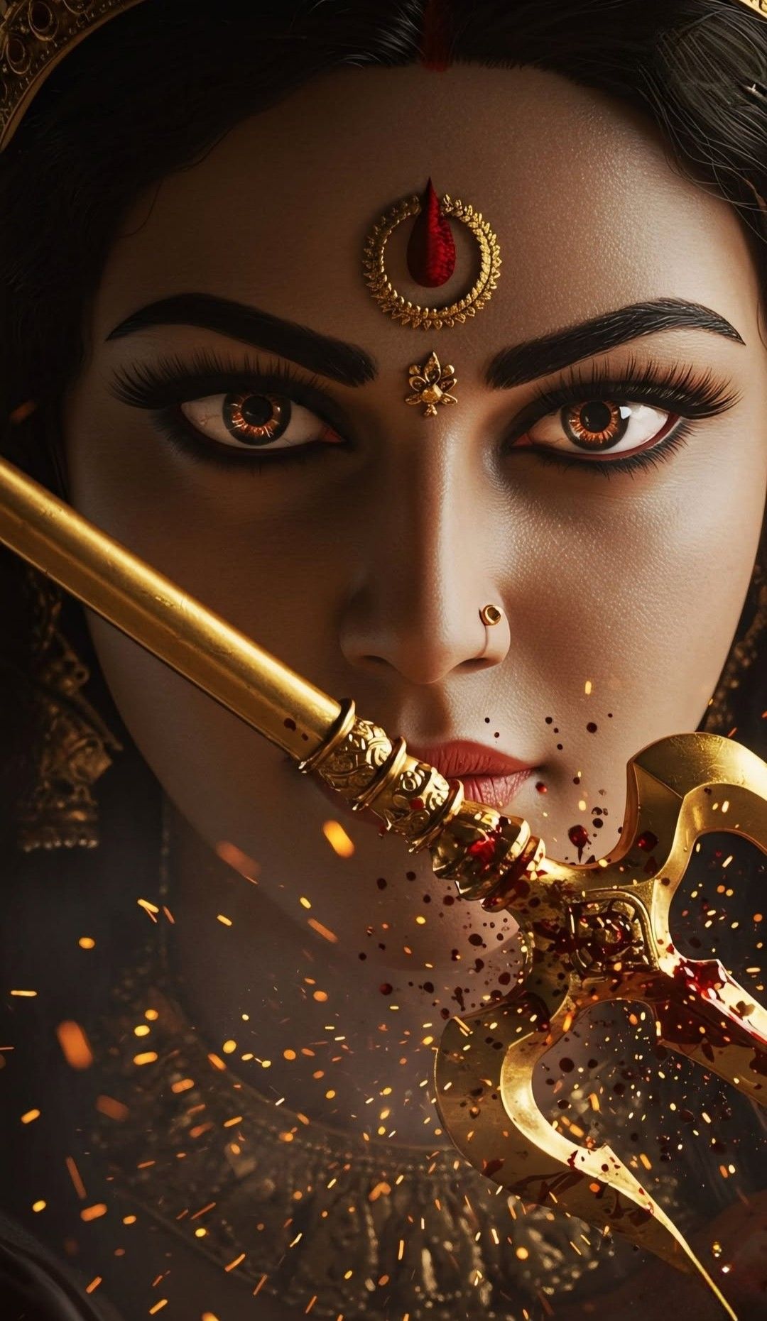 Divine Parvati maa with golden trident