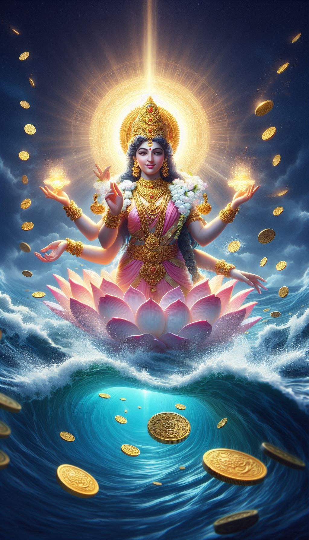 Parvati maa seated on a lotus flower