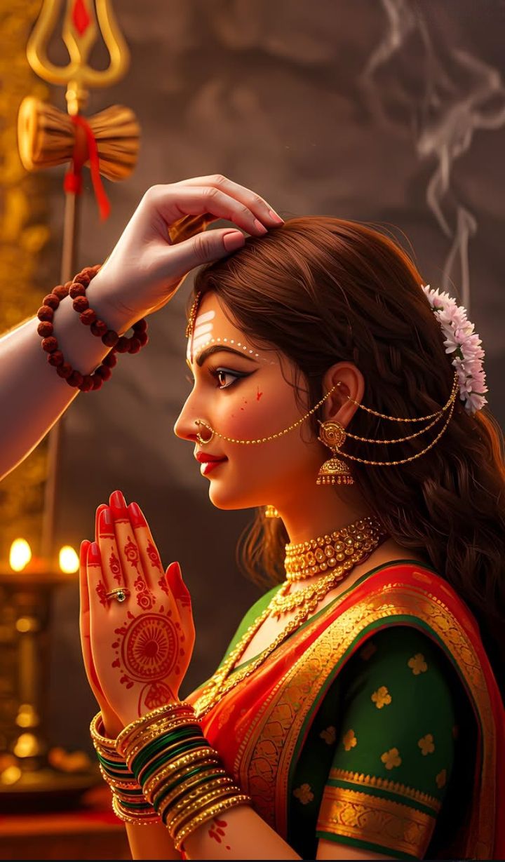 Parvati Maa with henna and jewelry