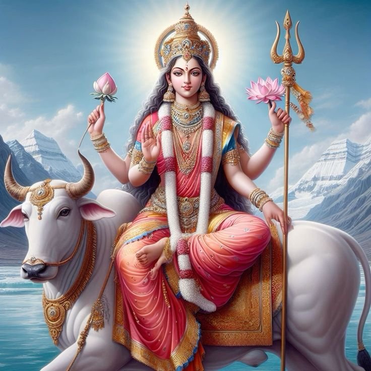 Parvati Maa riding Nandi the bull.
