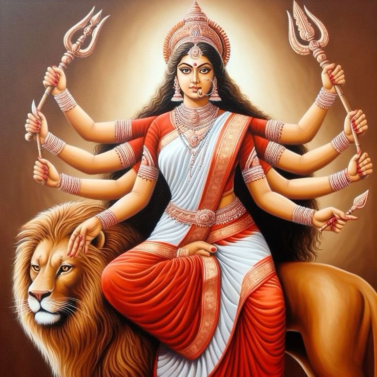 Parvati maa riding a majestic lion