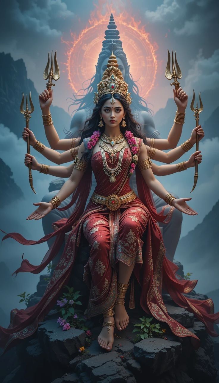 Parvati Maa seated on a mountain