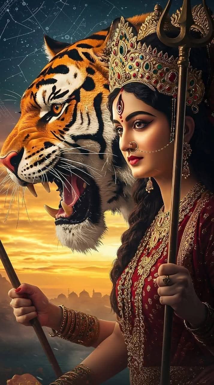 Parvati Maa riding a majestic tiger
