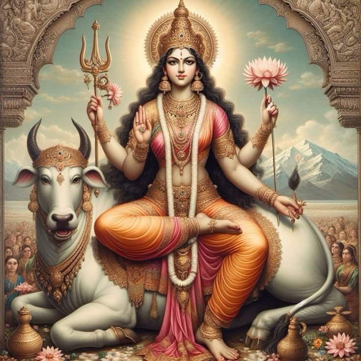 Parvati Maa seated on Nandi bull