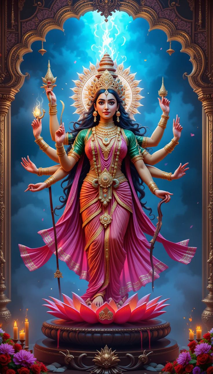 Parvati Maa seated on a lotus.