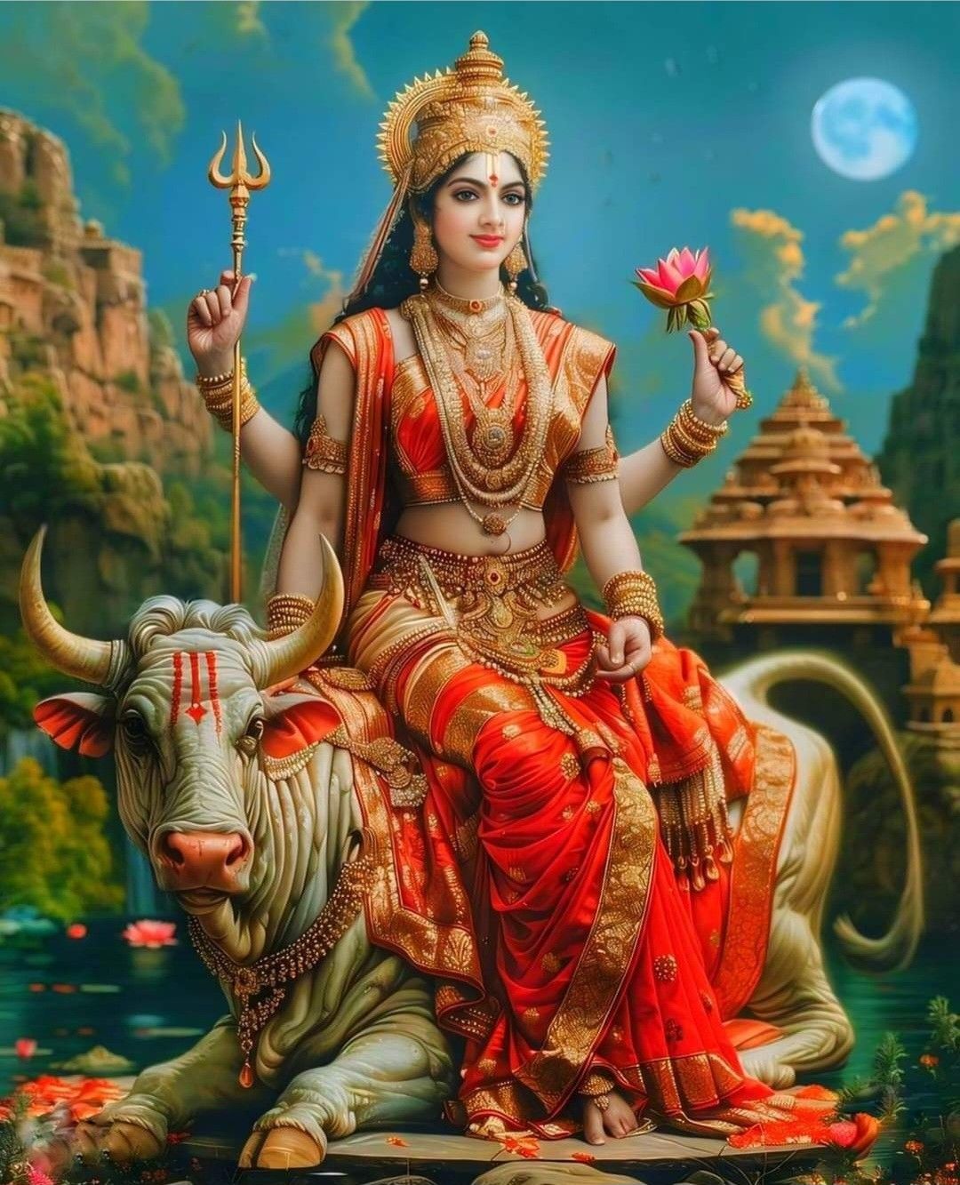 Parvati Maa riding Nandi the bull