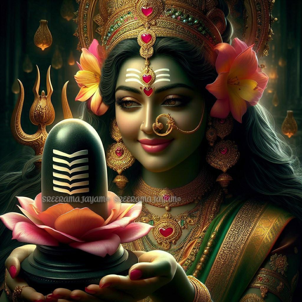 Goddess Parvati with lingam and lotus