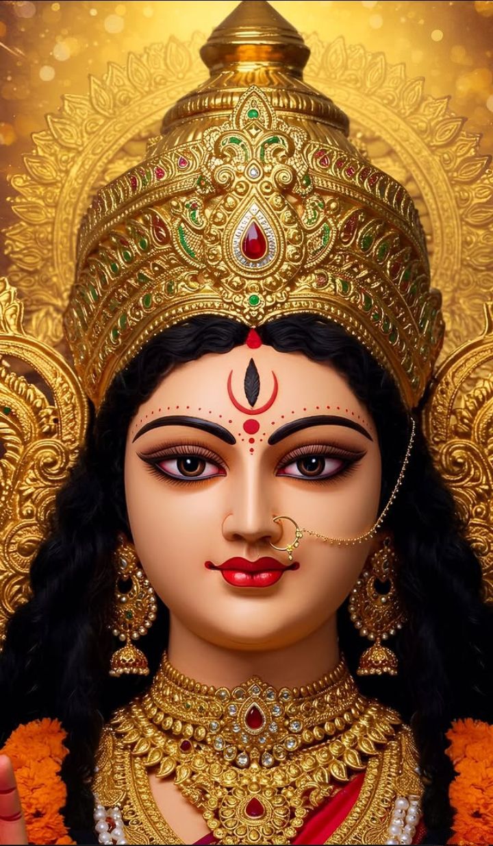 Close-up of Devi Parvati\'s radiant face