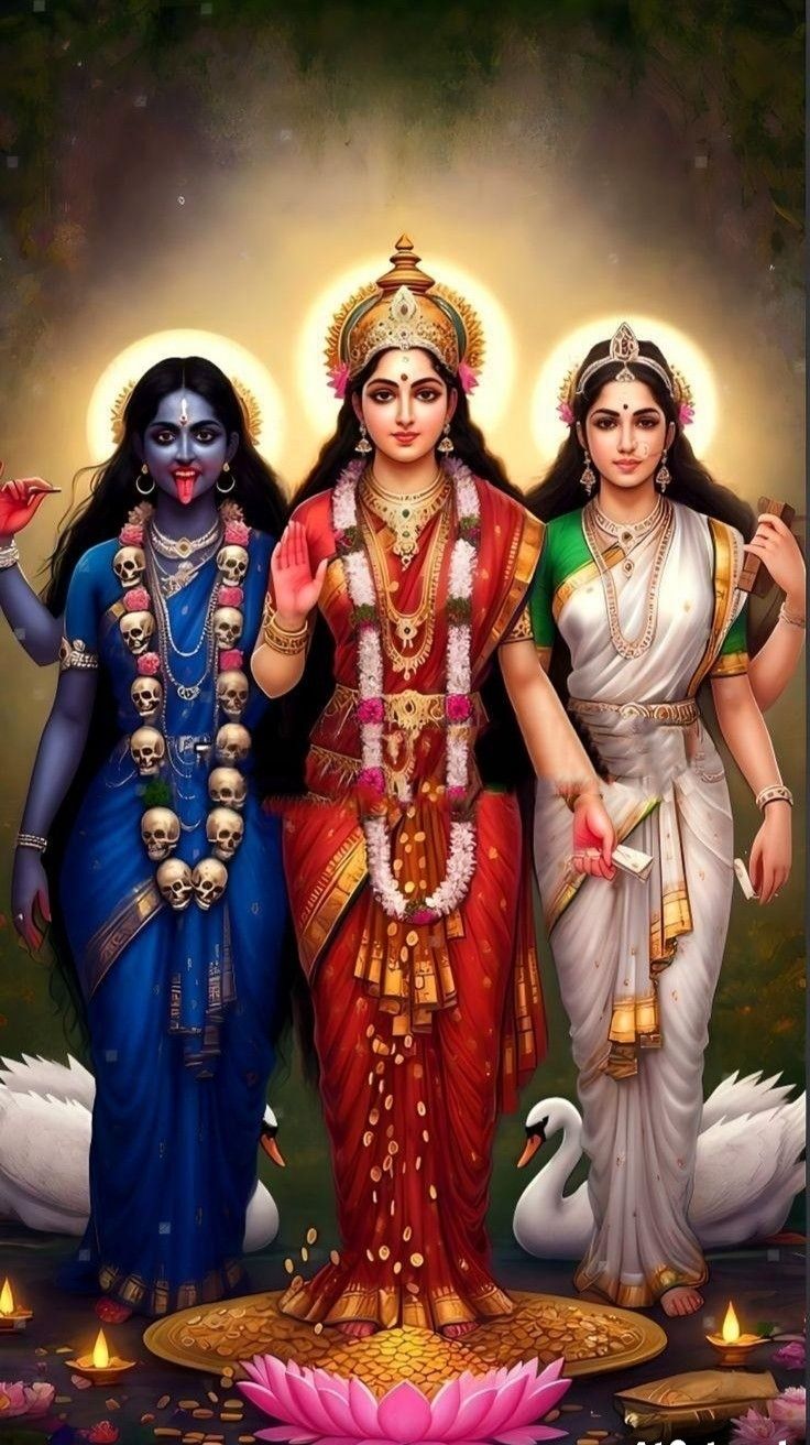 Parvati, Kali, Saraswati divine goddesses portrait