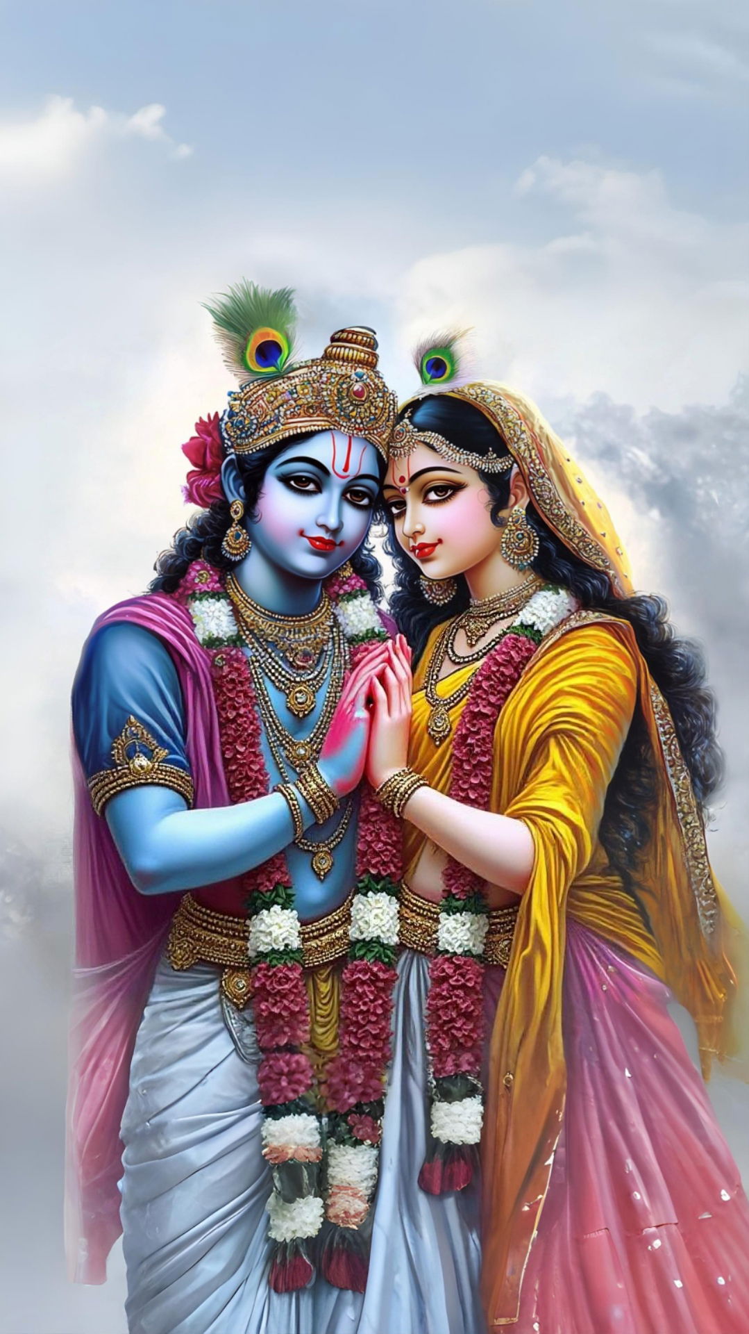Radha Krishna loving embrace divine image