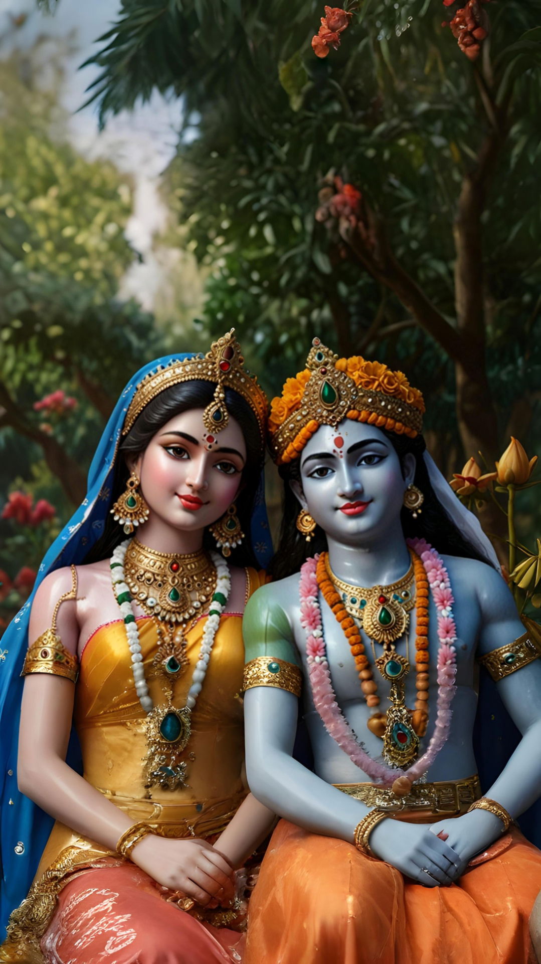 Radha and Krishna divine couple portrait