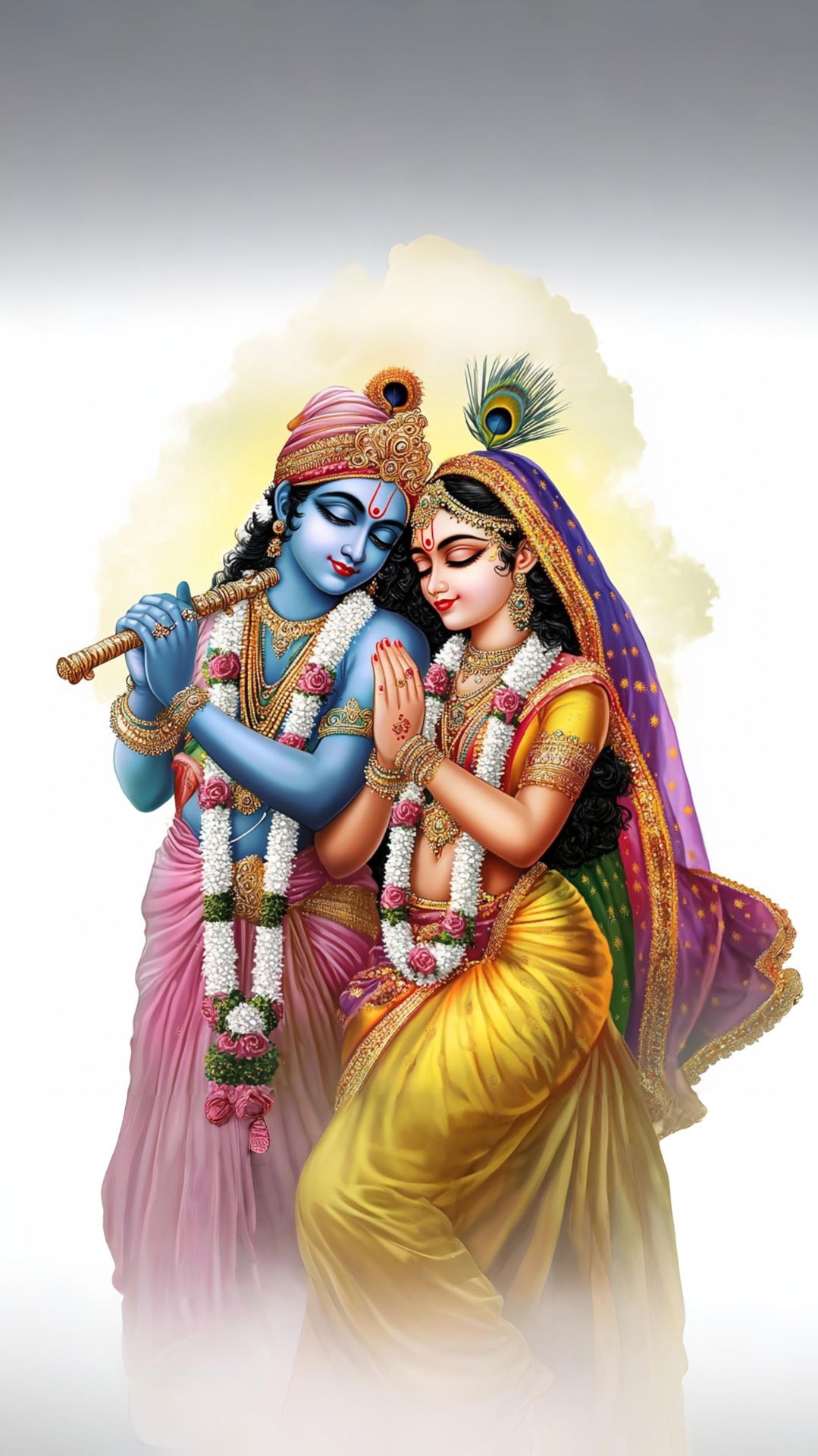 Radha and Krishna in loving embrace