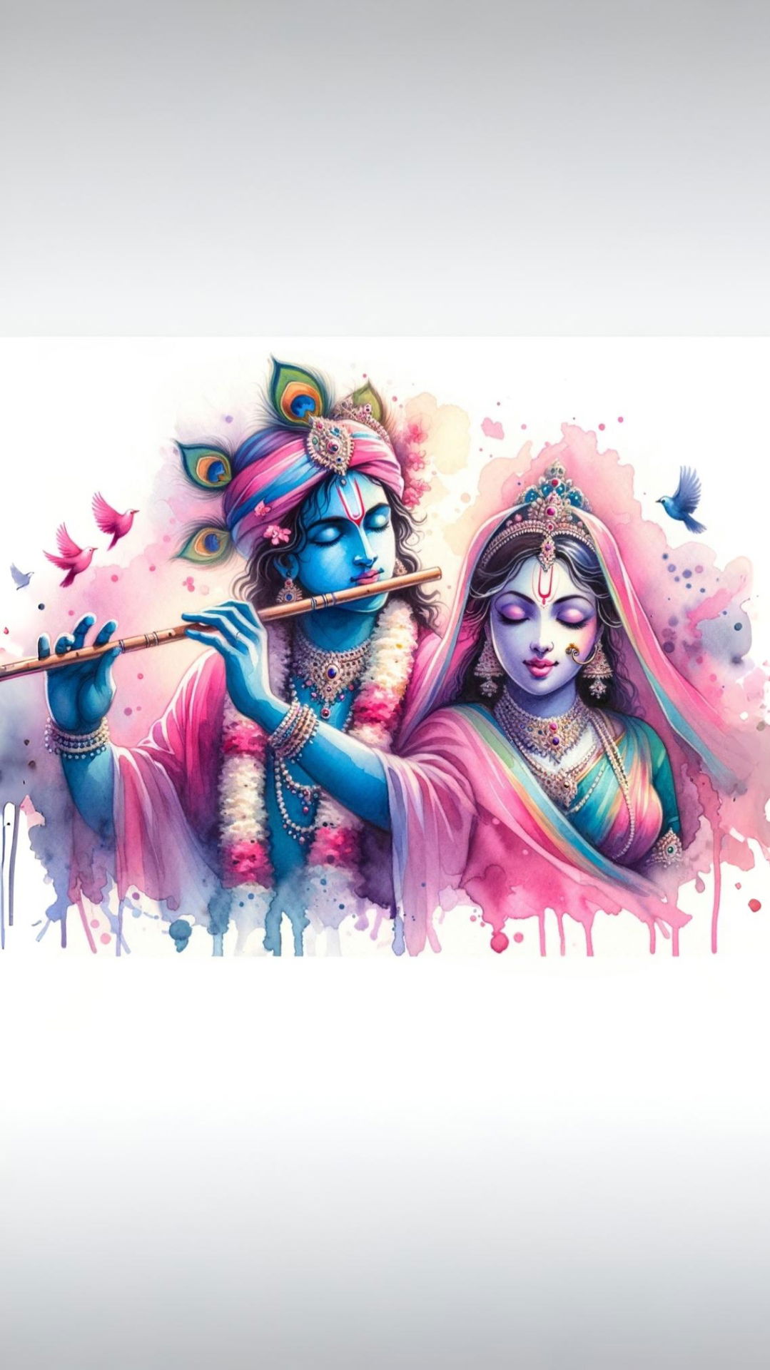 Radha Krishna playing flute, divine love