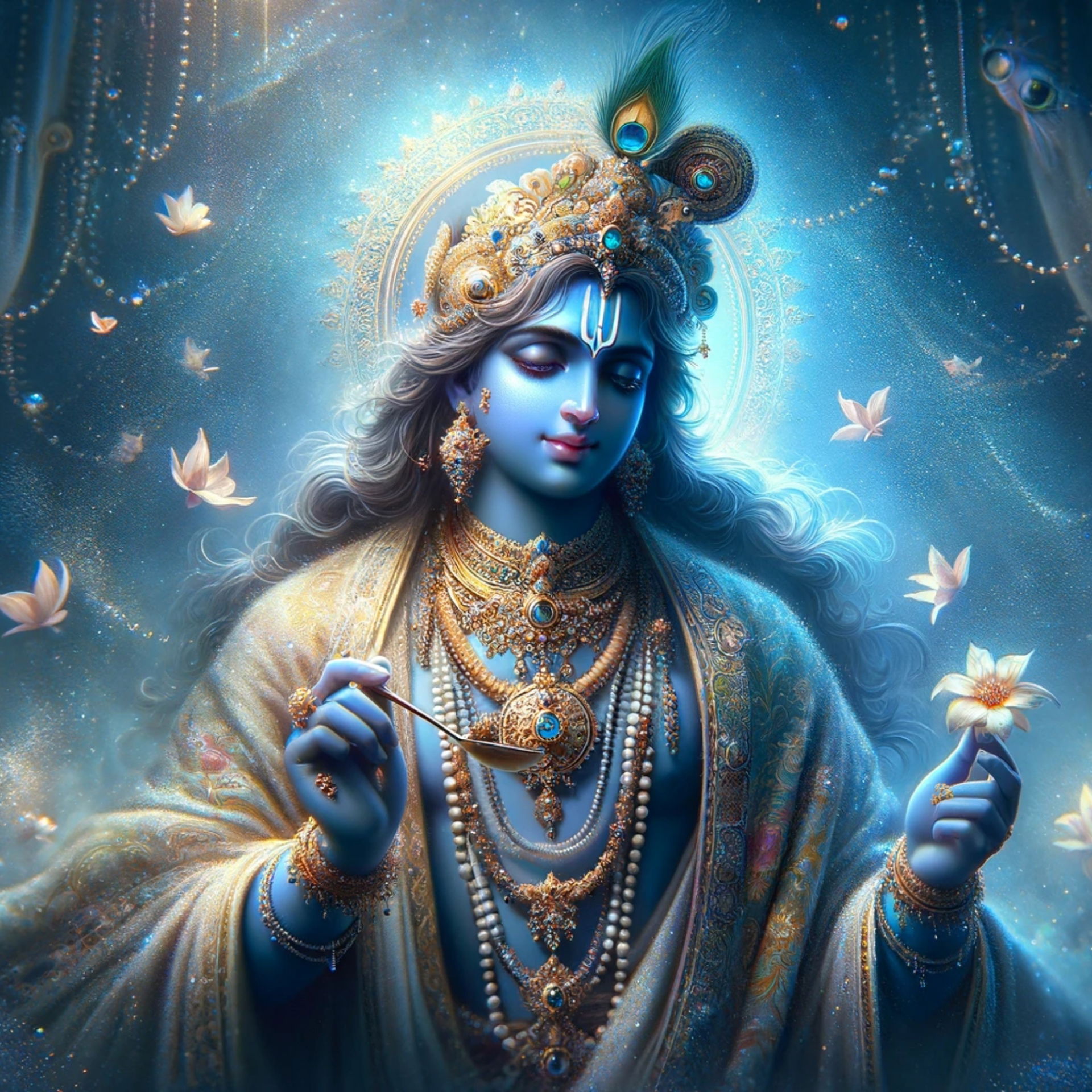 Lord Krishna playing flute divine wallpaper