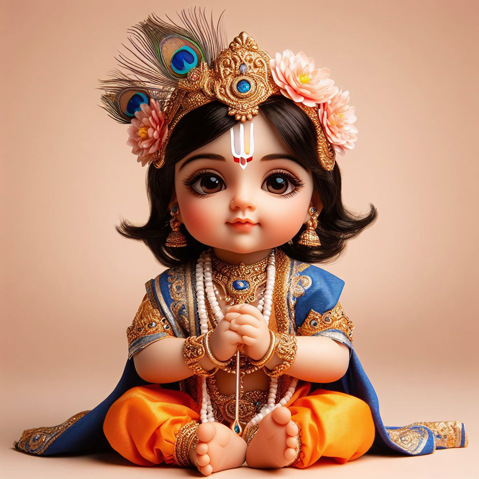 Cute baby Krishna in prayer pose