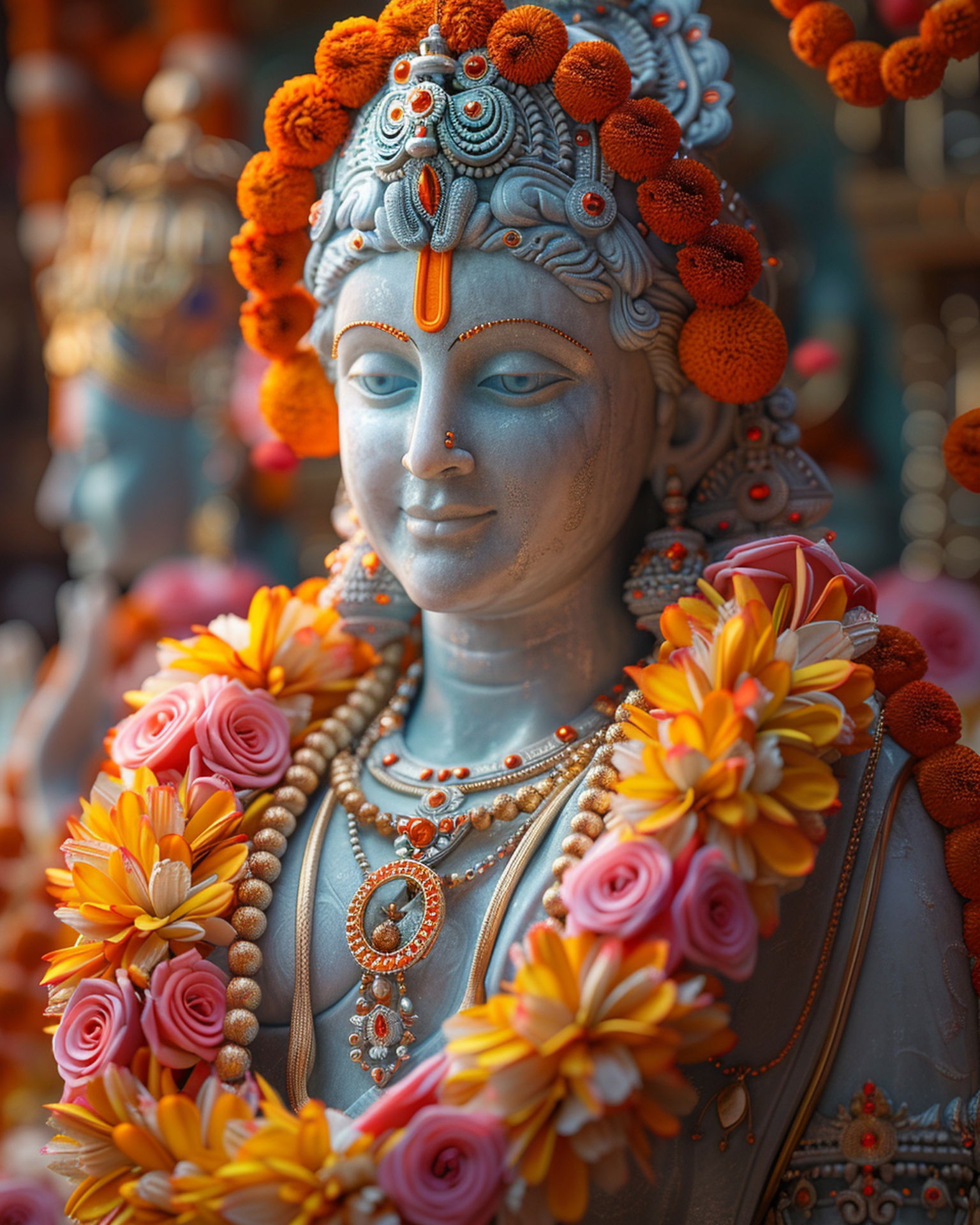 Radha Krishna with floral garland