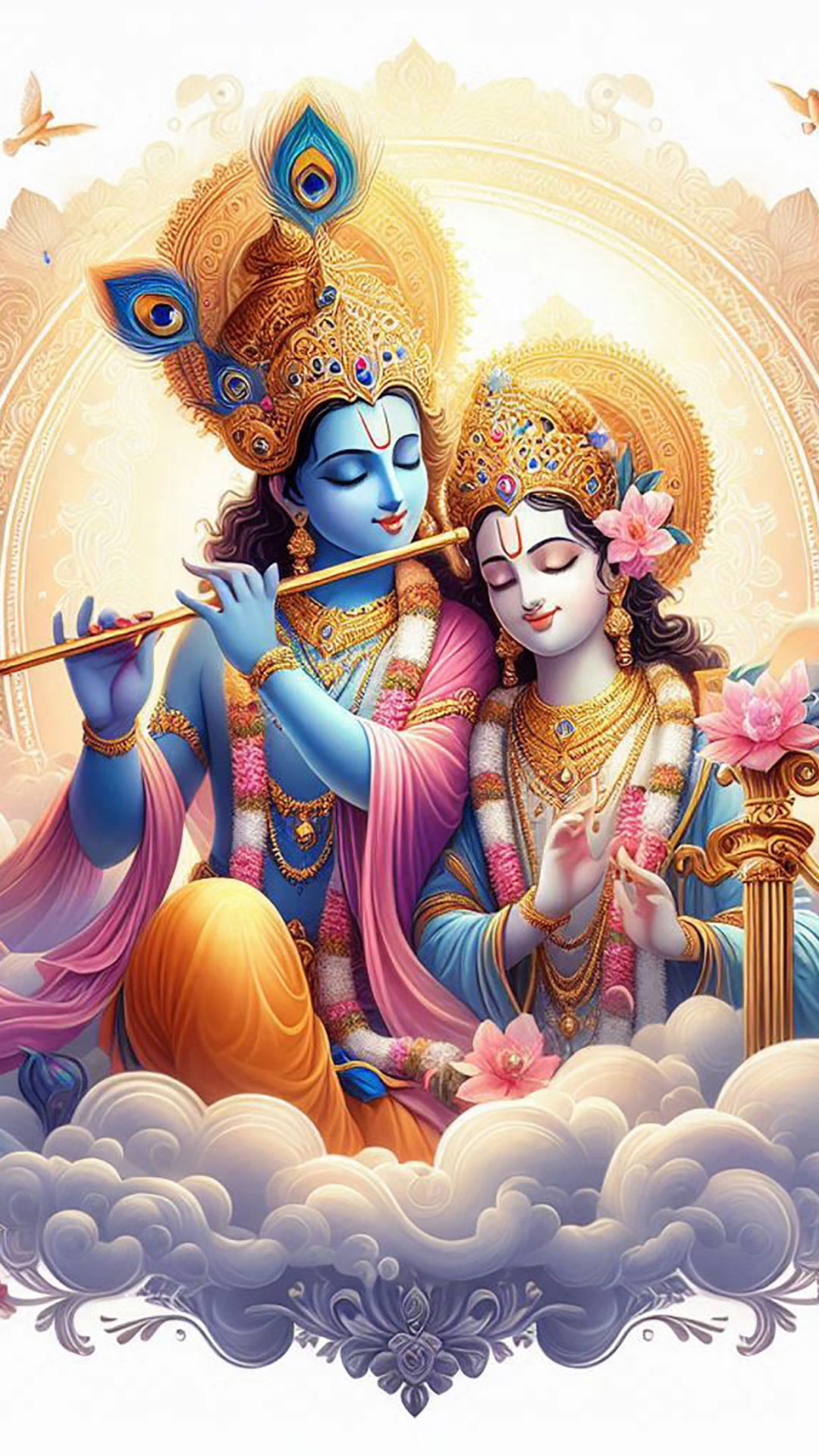 Radha Krishna divine love wallpaper.