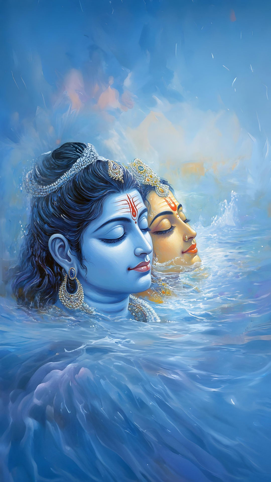 Radha Krishna divine portrait wallpaper