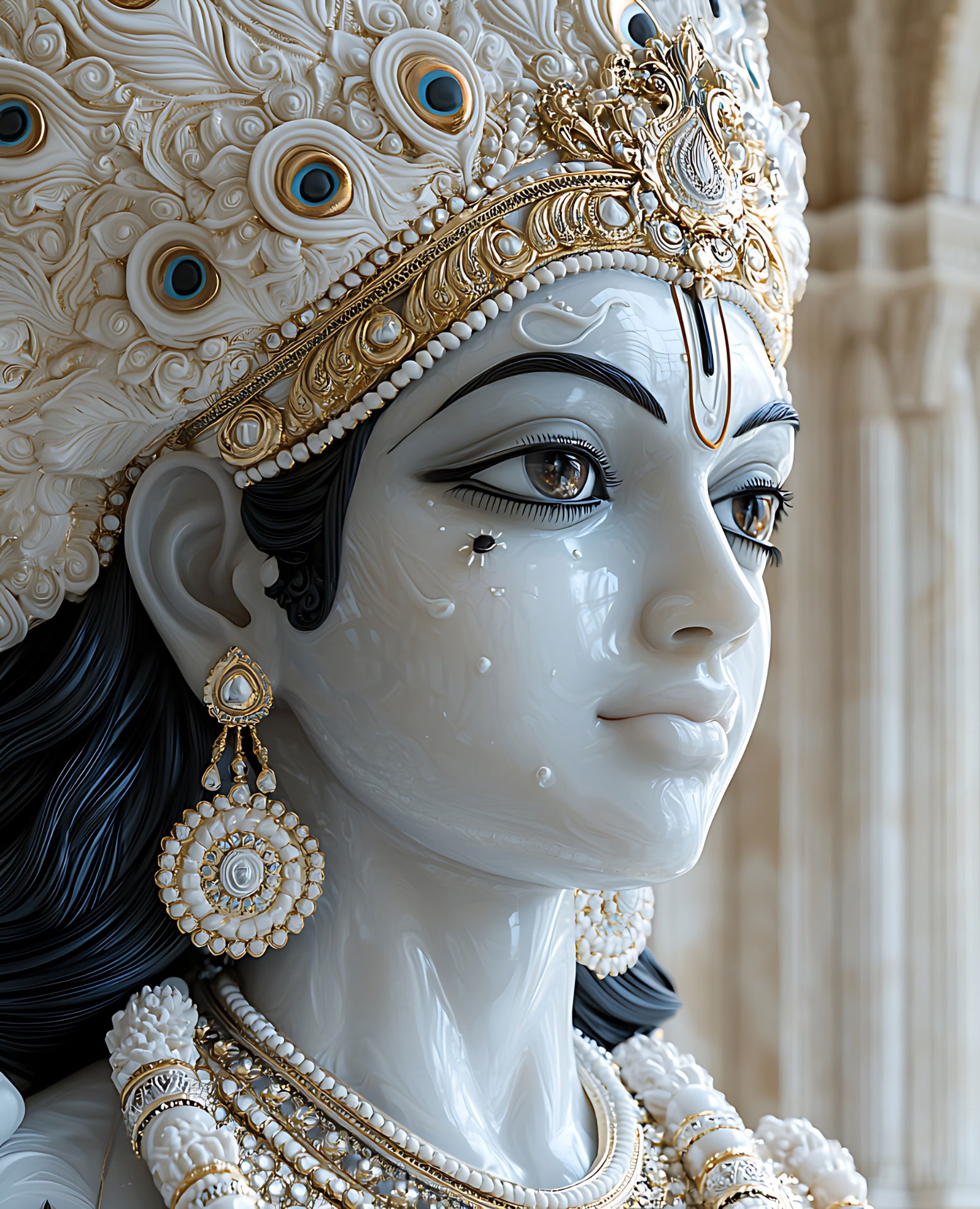 Lord Krishna with peacock feather crown