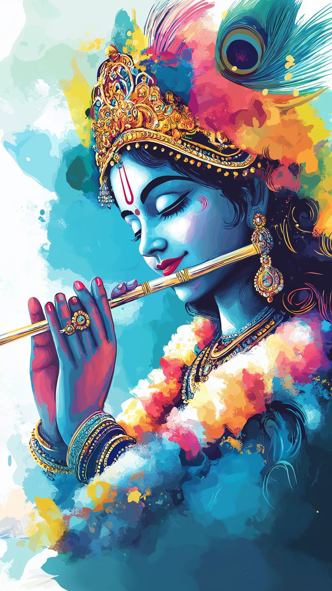 Krishna playing flute divine artwork
