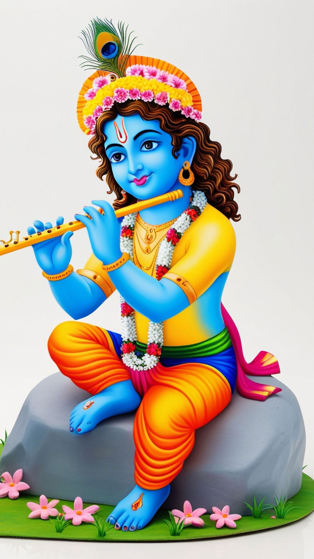 Lord Krishna playing a golden flute