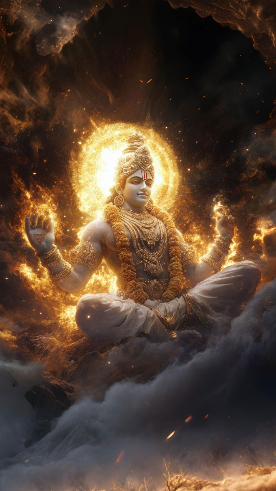 Lord Krishna in cosmic golden aura