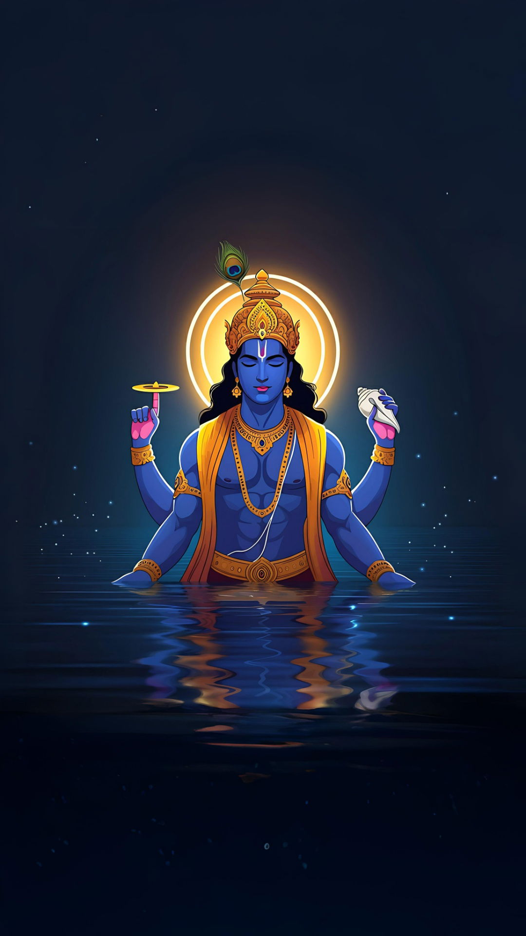 Lord Krishna emerging from cosmic waters