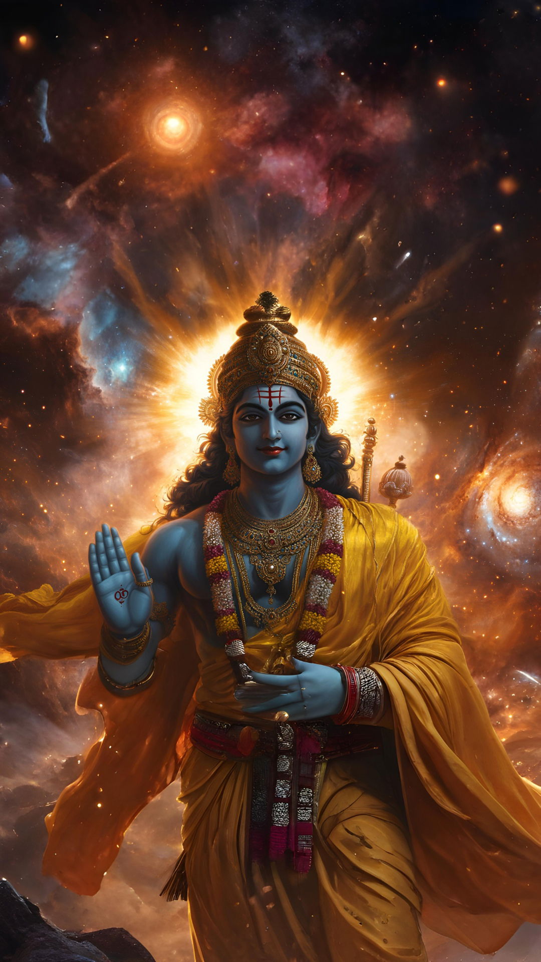 Lord Krishna in cosmic universe wallpaper