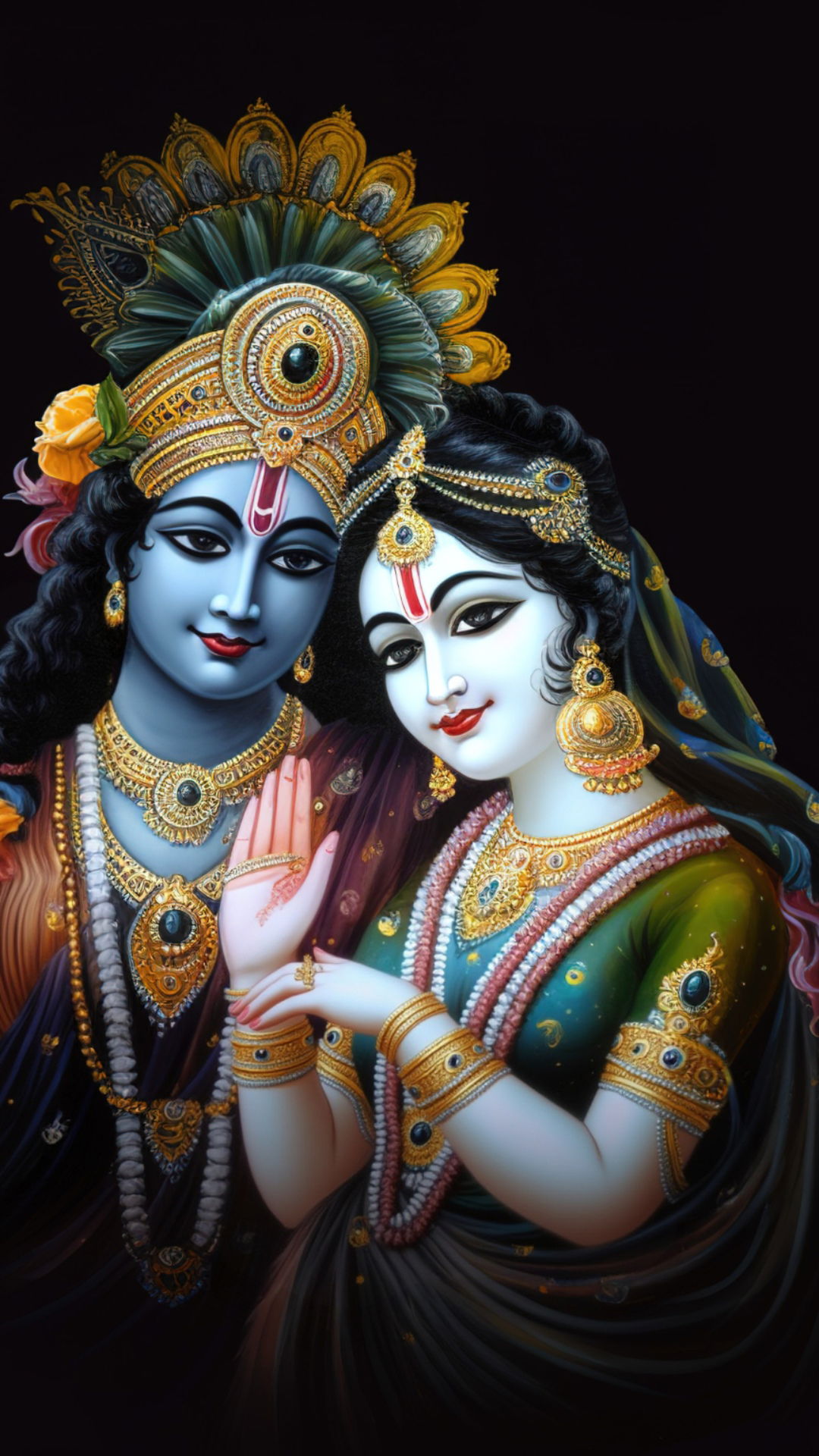 Radha Krishna divine couple portrait