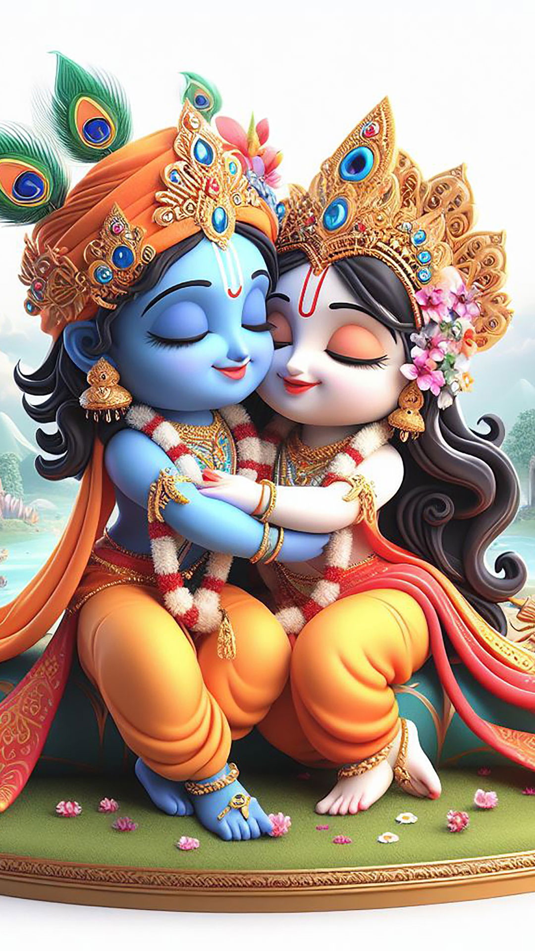 Radha Krishna tender loving embrace