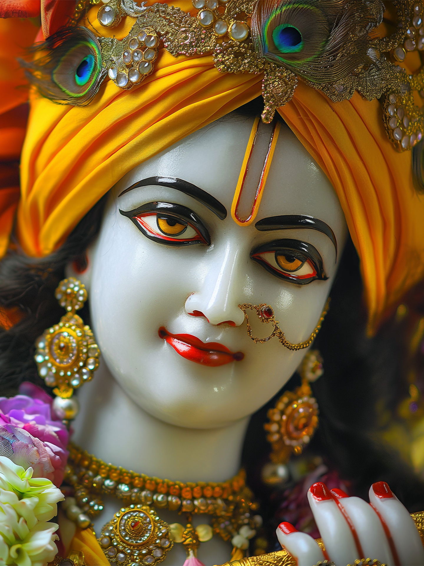 Close-up of Lord Krishna’s face