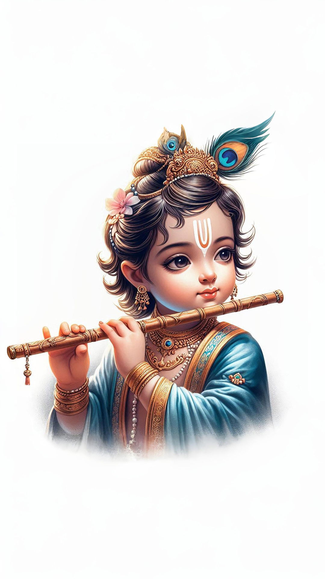 Baby Krishna playing flute divine wallpaper