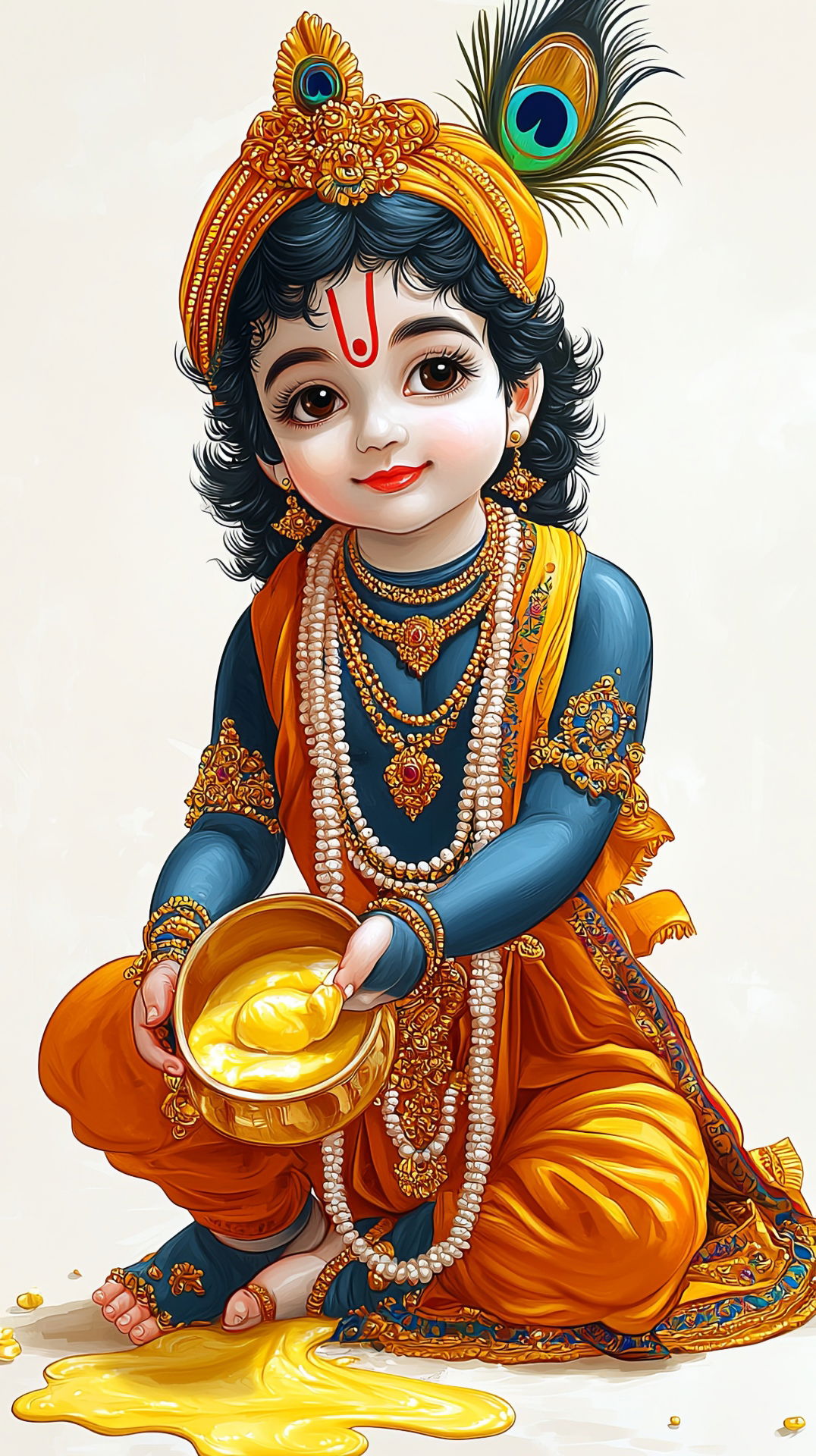 Little Krishna enjoying butter