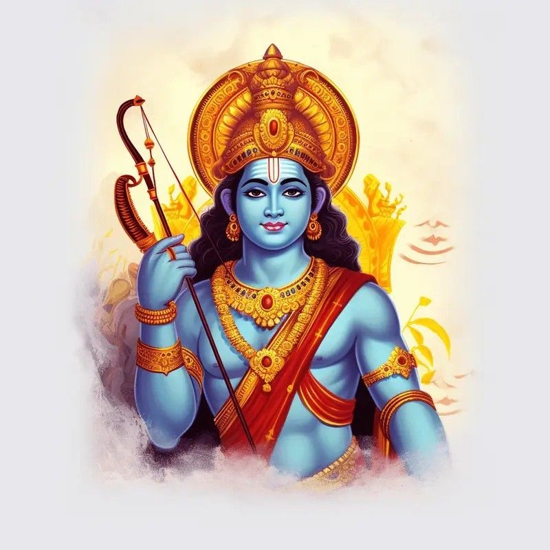 Lord Ram with bow, divine portrait