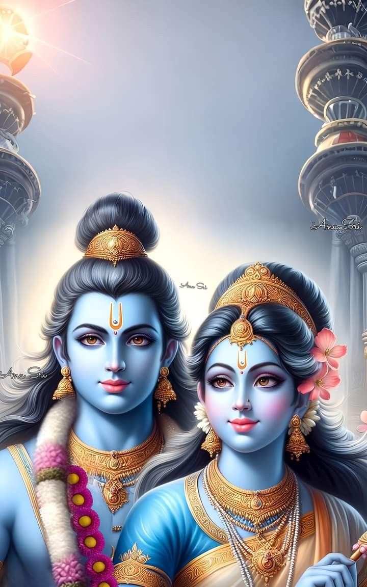 Lord Ram and Sita divine portrait